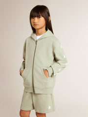 Golden Goose Light green sweatshirt with zip fastening