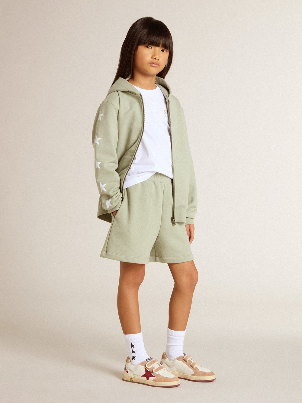 Golden Goose Light green sweatshirt with zip fastening