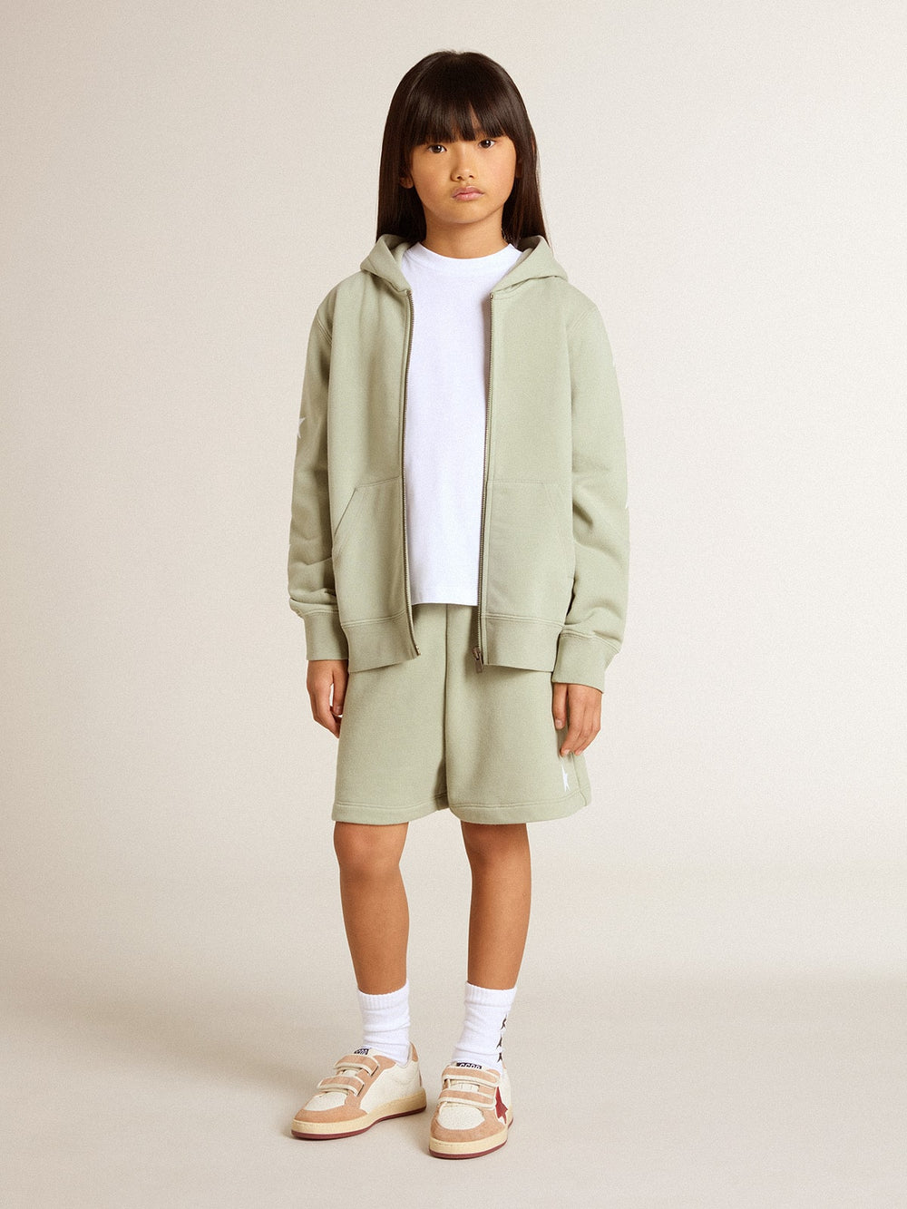 Golden Goose Light green sweatshirt with zip fastening