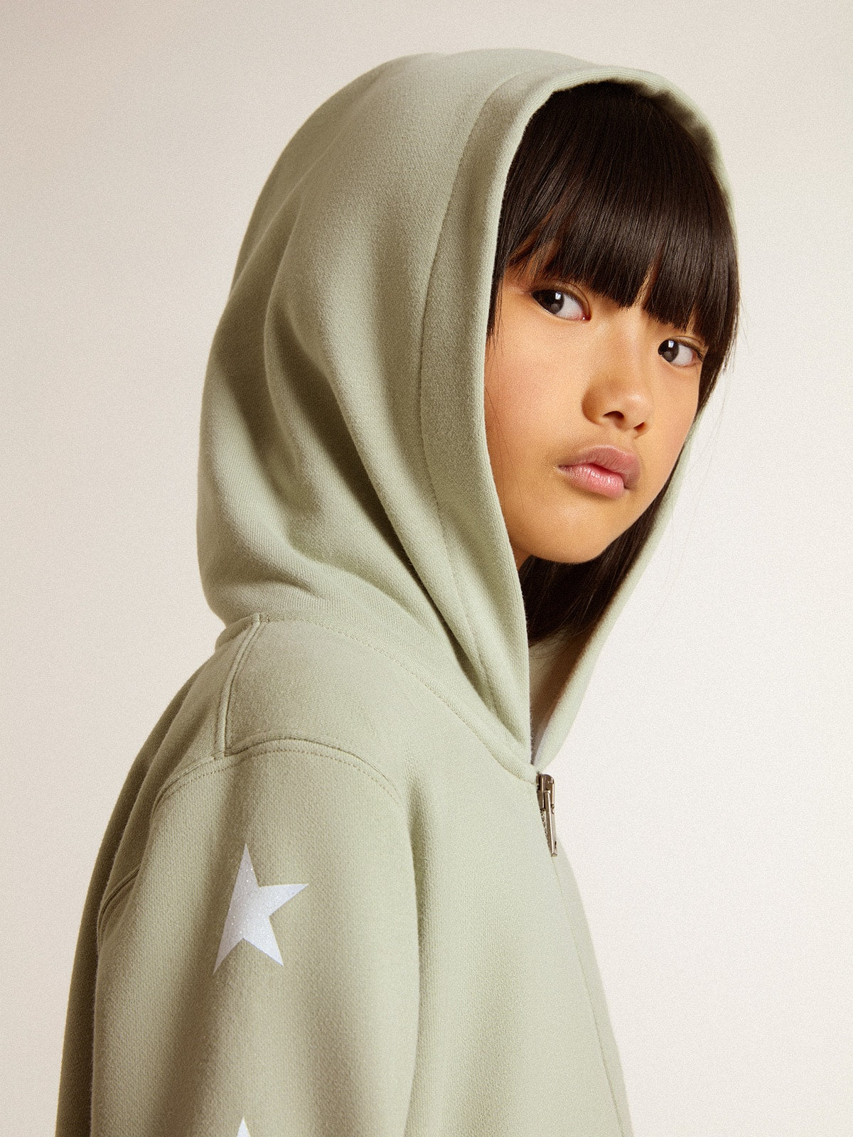 Golden Goose Light green sweatshirt with zip fastening