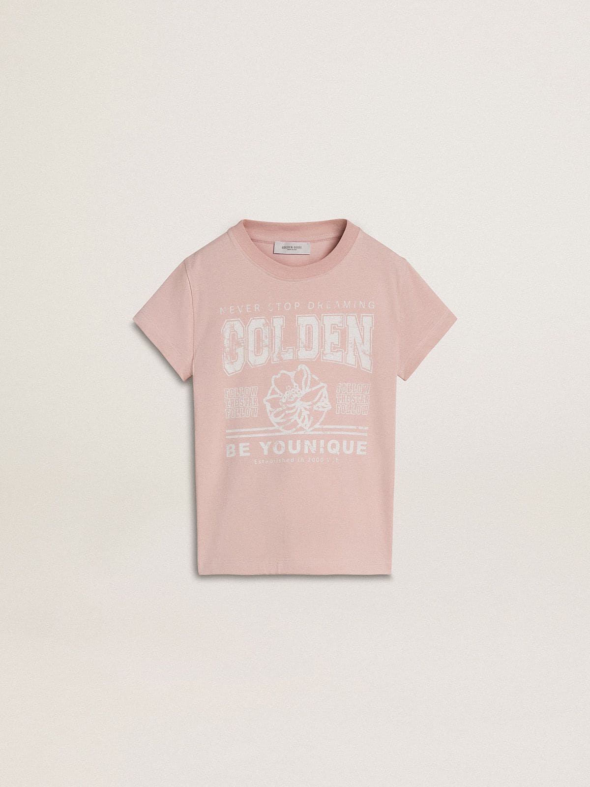 Golden Goose Girls' pink T-shirt with white print