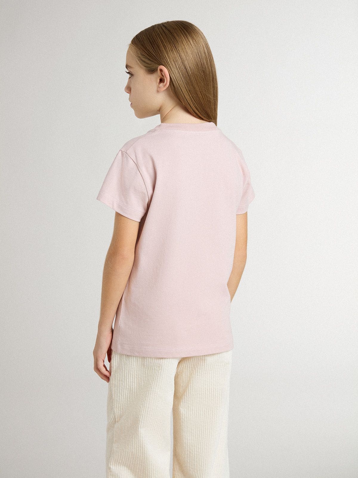 Golden Goose Girls' pink T-shirt with white print