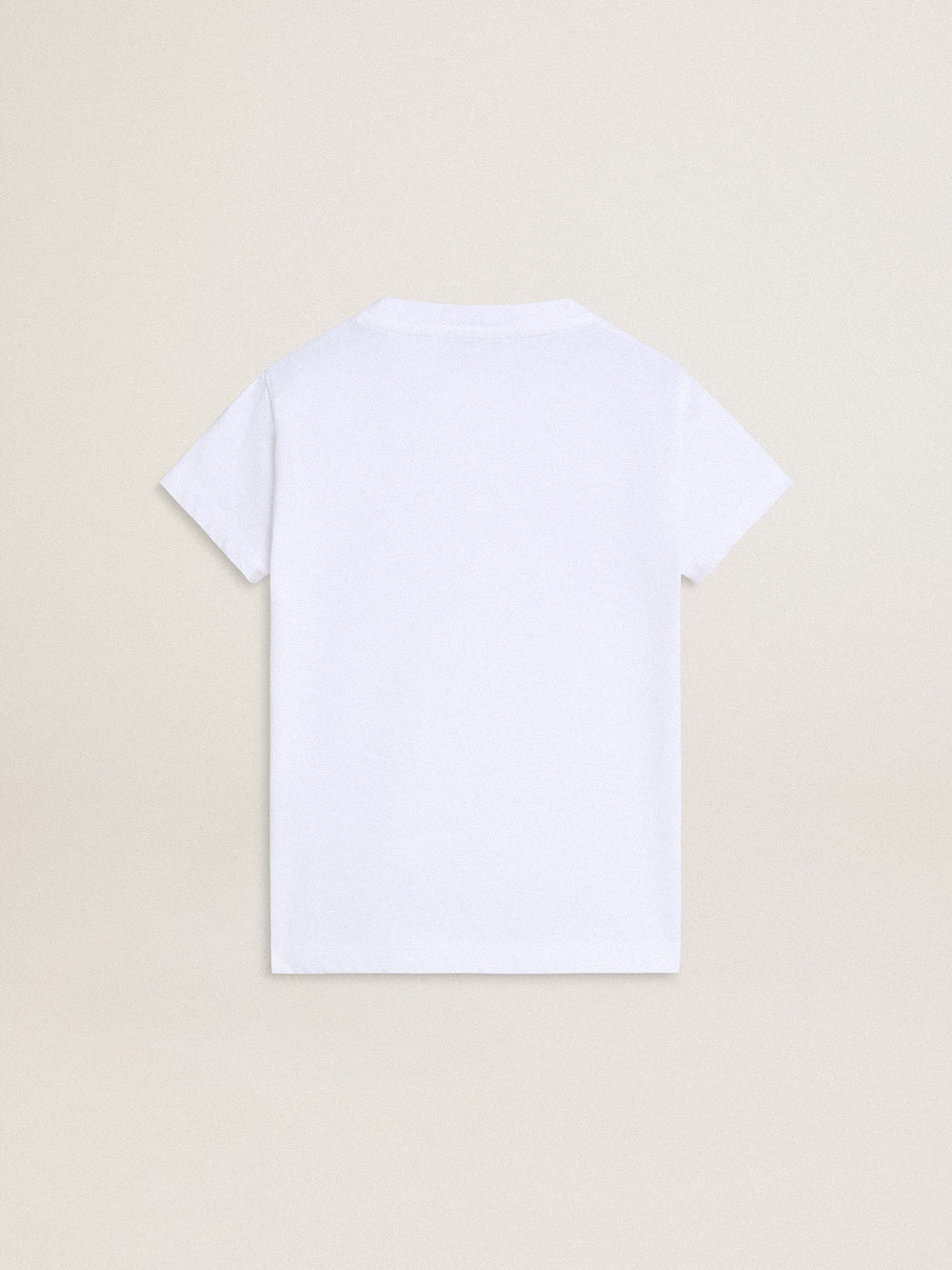Golden Goose Girls' white T-shirt with pink glitter Golden lettering