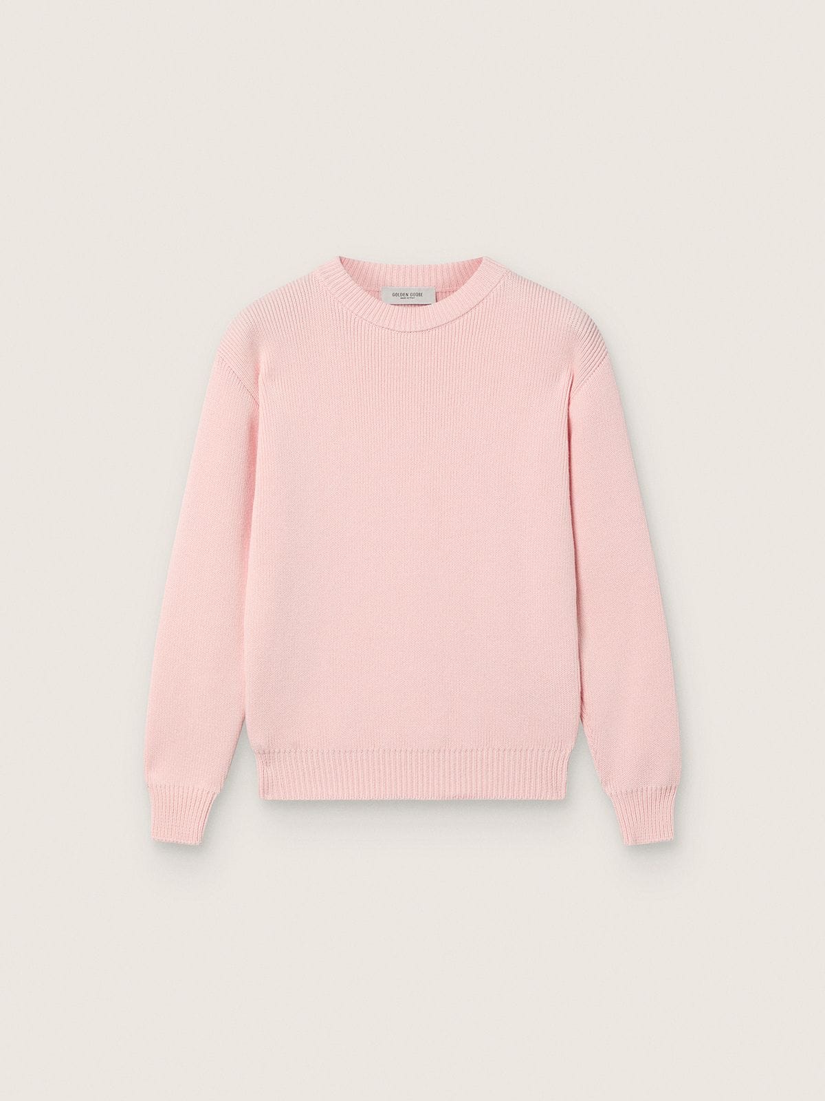 Golden Goose Unisex pink ribbed Golden sweater for kids with Golden logo on the back