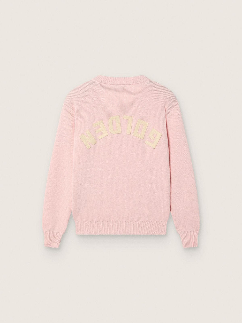 Golden Goose Unisex pink ribbed Golden sweater for kids with Golden logo on the back