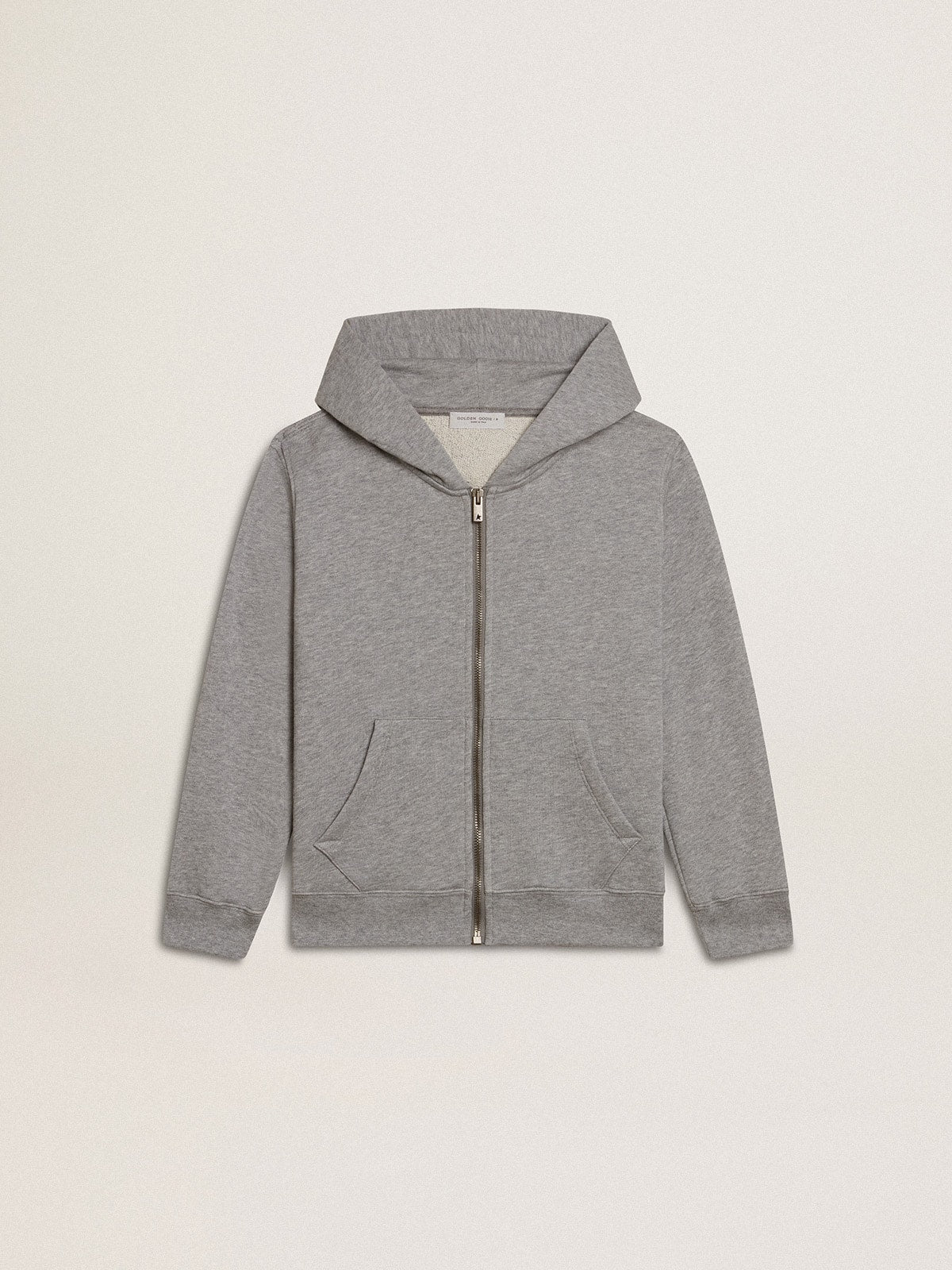 Golden Goose Gray melange hooded sweatshirt with print on the back