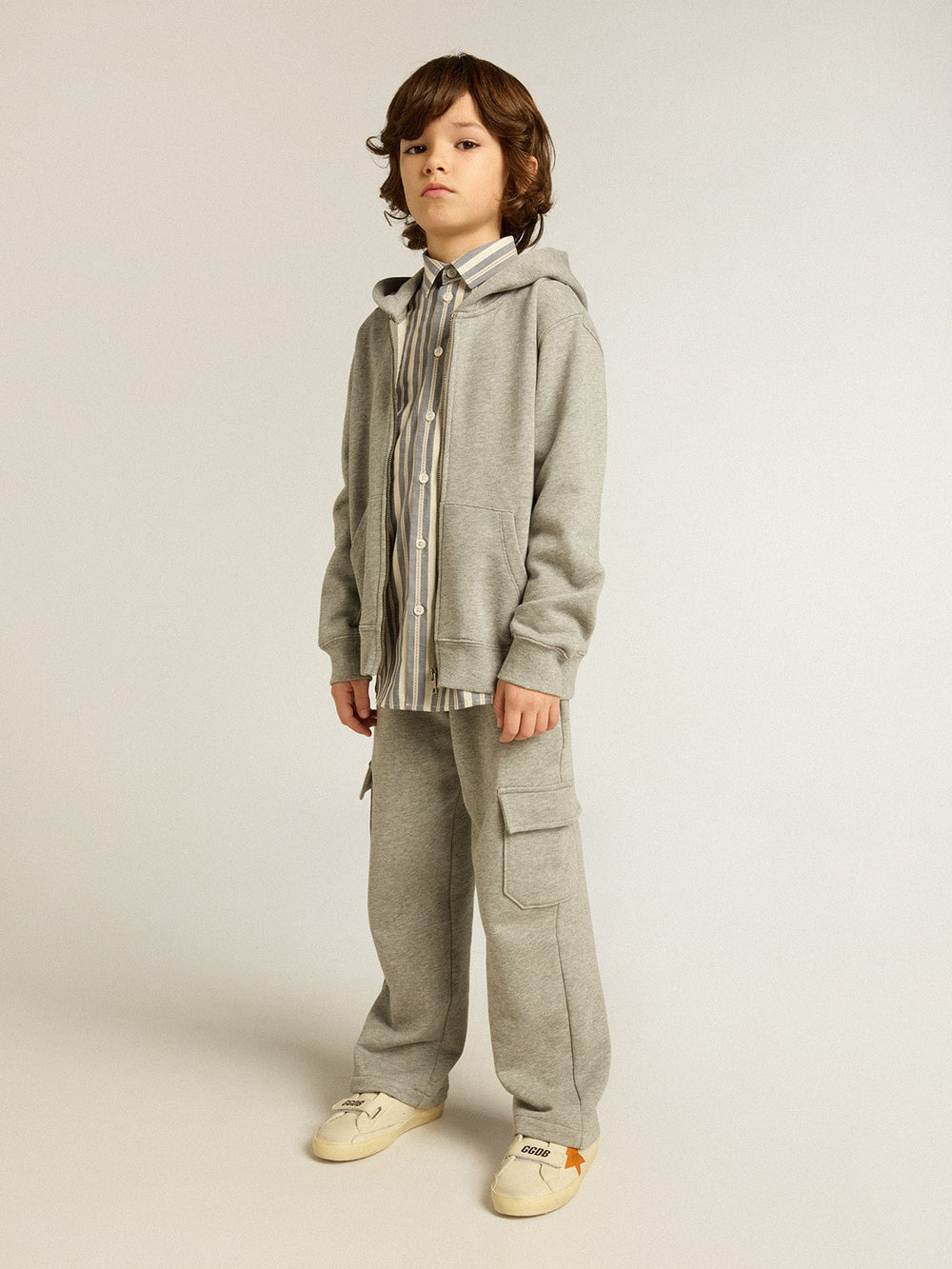 Golden Goose Gray melange hooded sweatshirt with print on the back