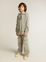 Golden Goose Gray melange hooded sweatshirt with print on the back