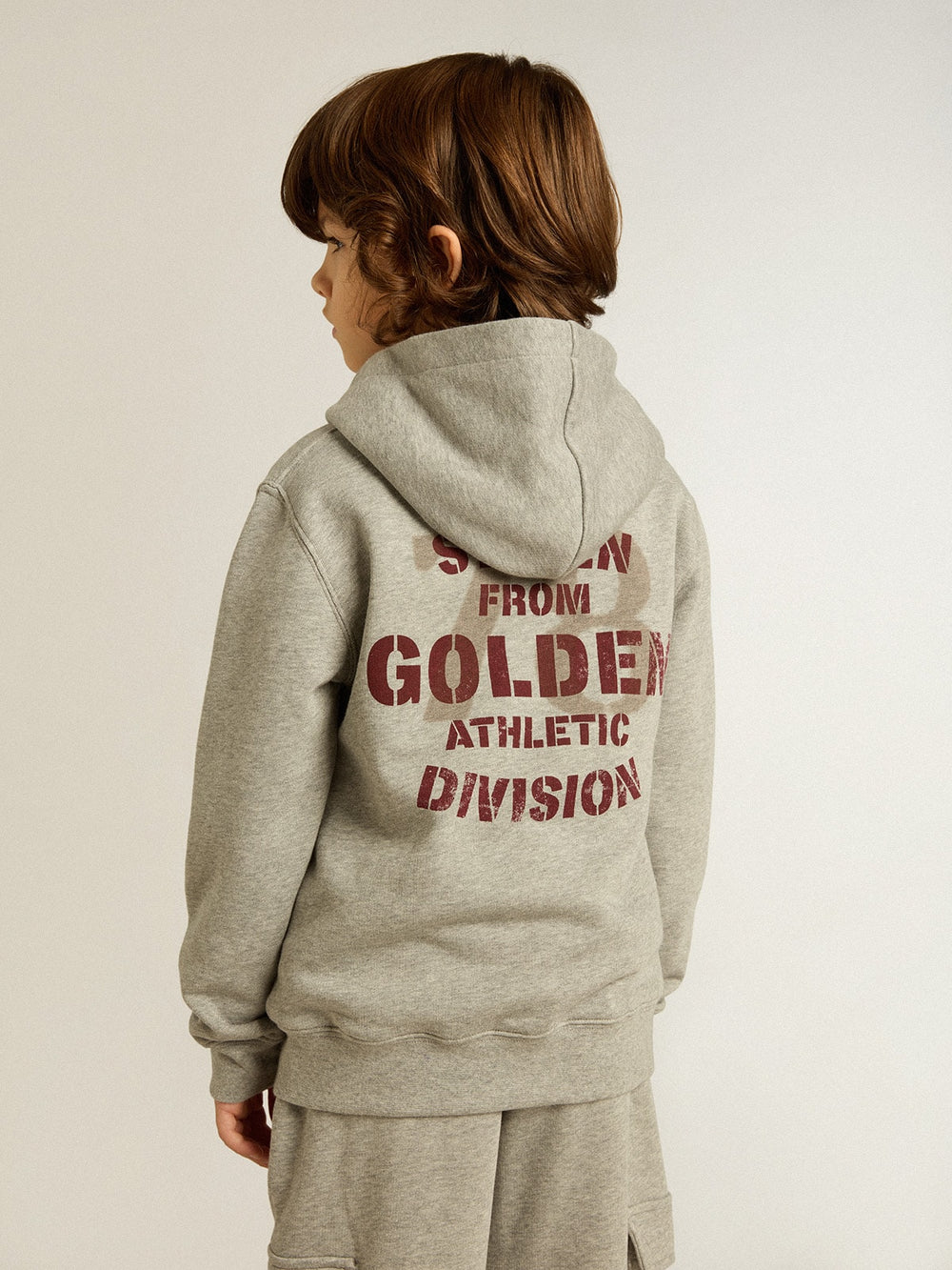 Golden Goose Gray melange hooded sweatshirt with print on the back