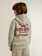 Golden Goose Gray melange hooded sweatshirt with print on the back