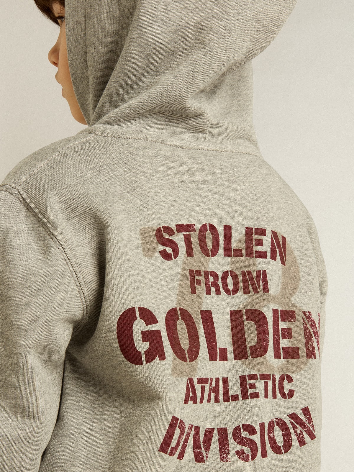 Golden Goose Gray melange hooded sweatshirt with print on the back