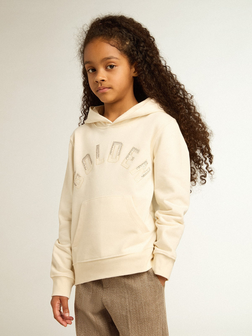 Golden Goose Hooded sweatshirt in aged white with patches