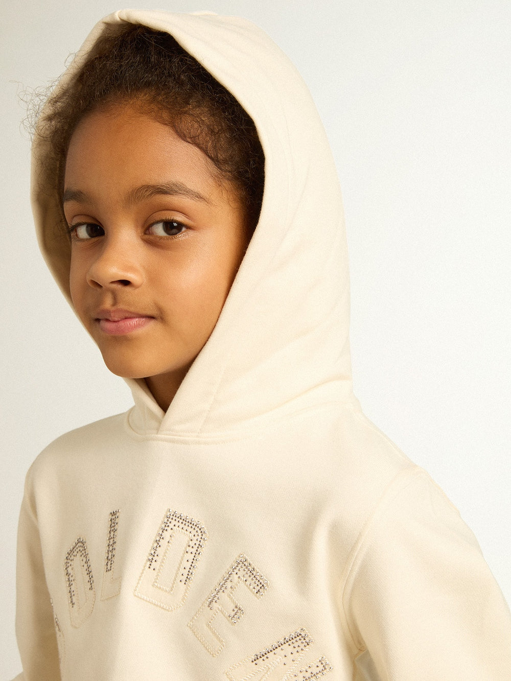 Golden Goose Hooded sweatshirt in aged white with patches