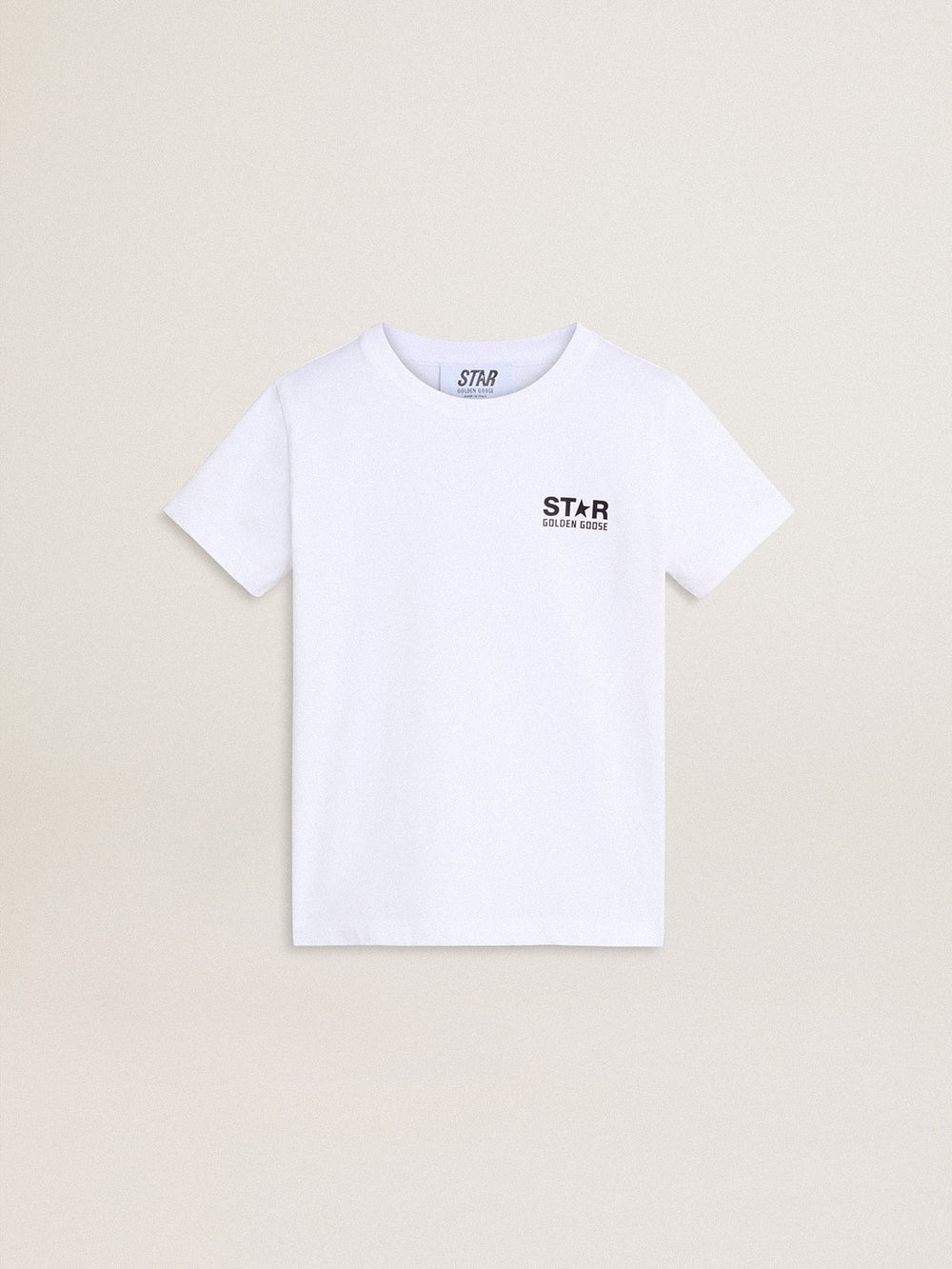 Golden Goose White T-shirt with contrasting black logo and star