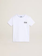 Golden Goose White T-shirt with contrasting black logo and star
