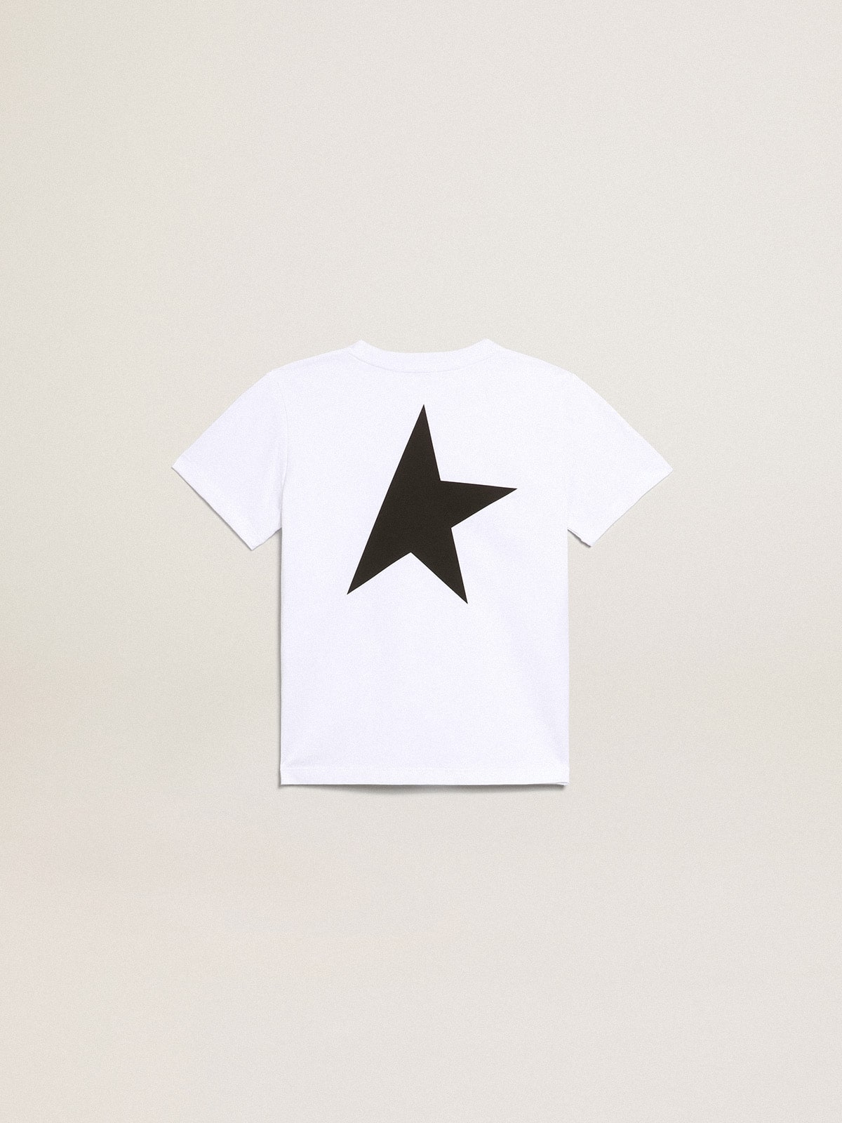 Golden Goose White T-shirt with contrasting black logo and star