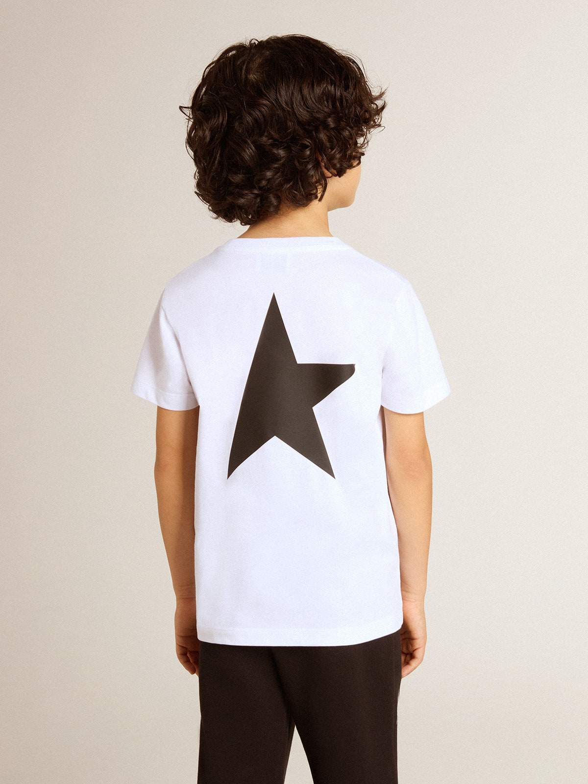 Golden Goose White T-shirt with contrasting black logo and star