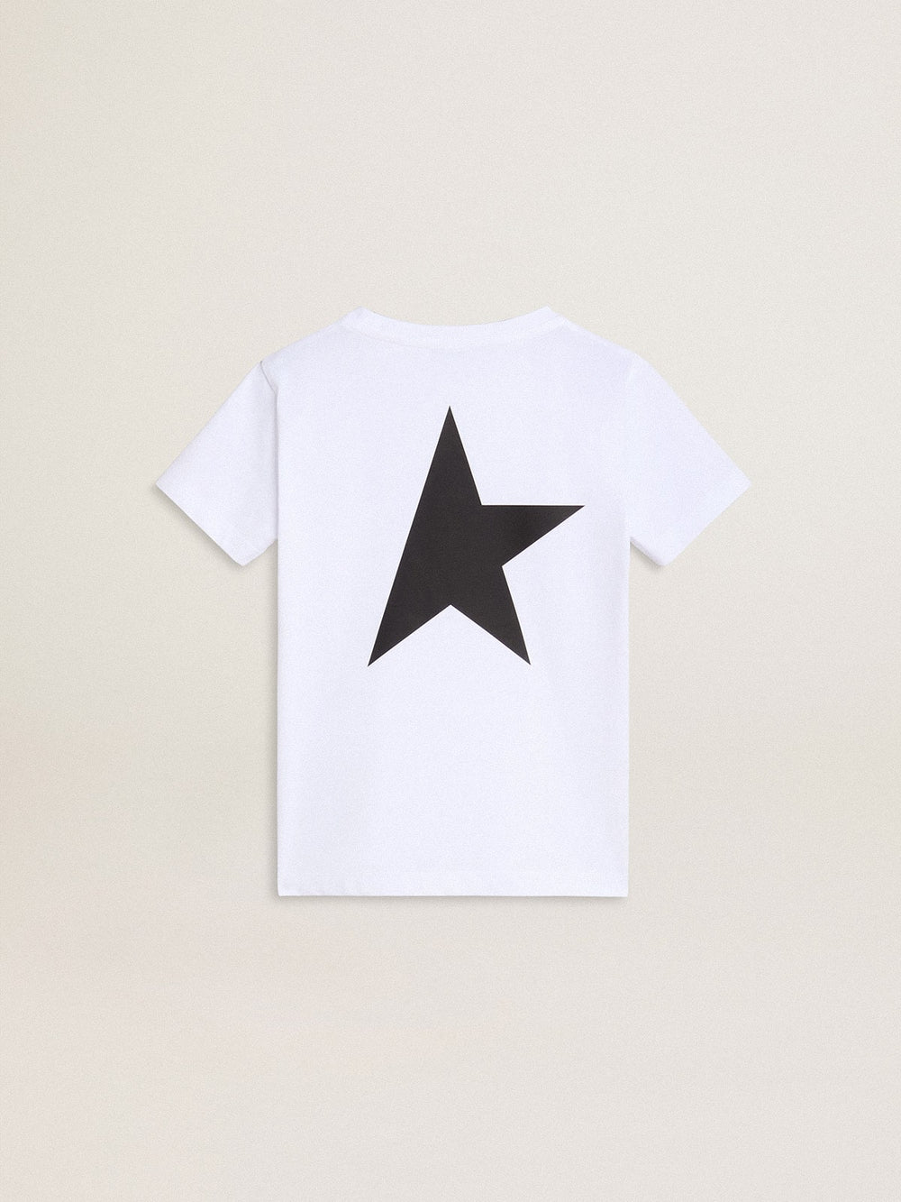 Golden Goose White T-shirt with contrasting black logo and star