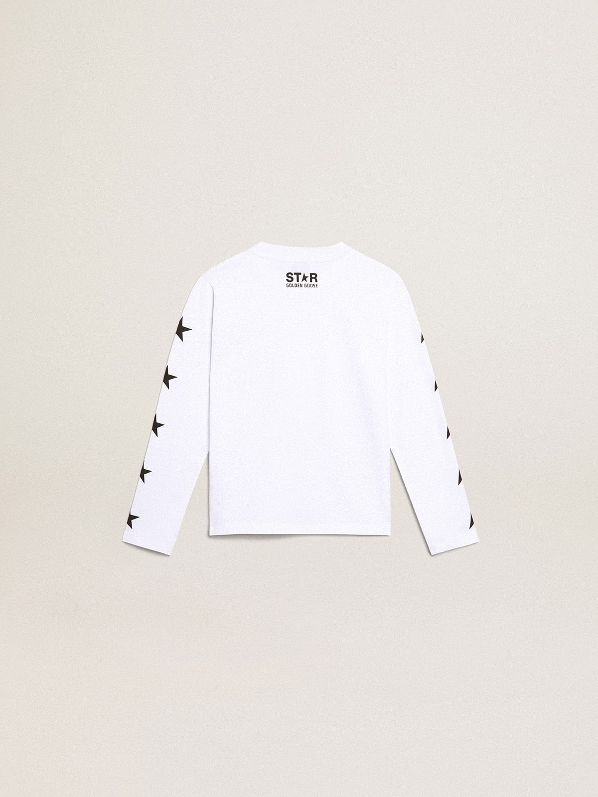 Golden Goose White long-sleeved T-shirt with contrasting black stars