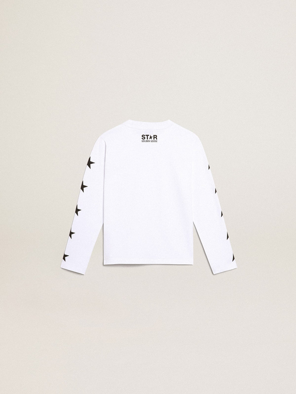 Golden Goose White long-sleeved T-shirt with contrasting black stars