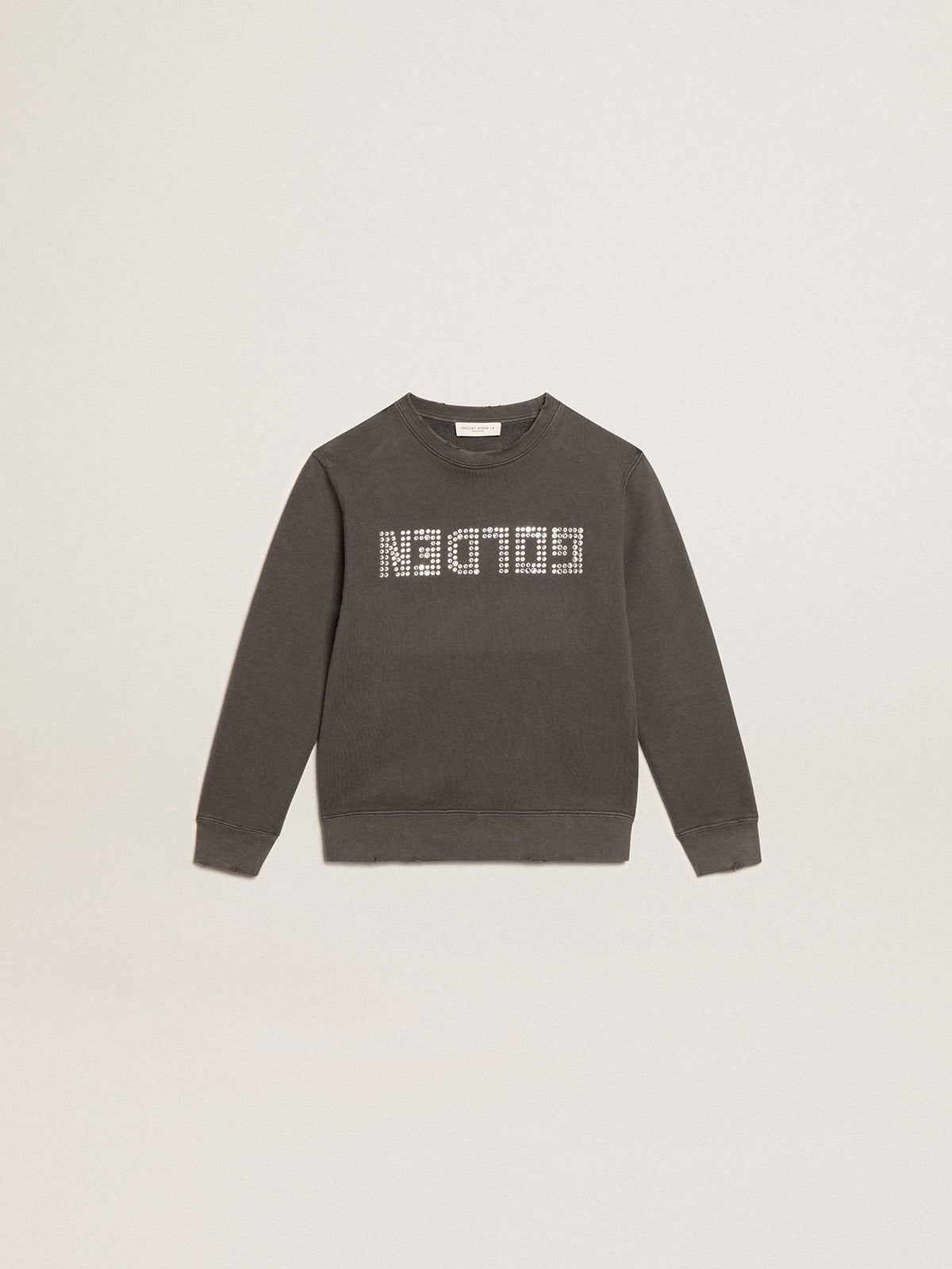 Golden Goose Distressed gray sweatshirt with crystal lettering
