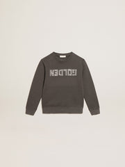 Golden Goose Distressed gray sweatshirt with crystal lettering