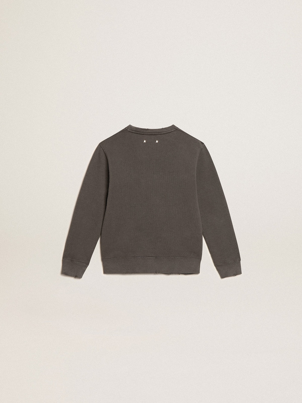 Golden Goose Distressed gray sweatshirt with crystal lettering