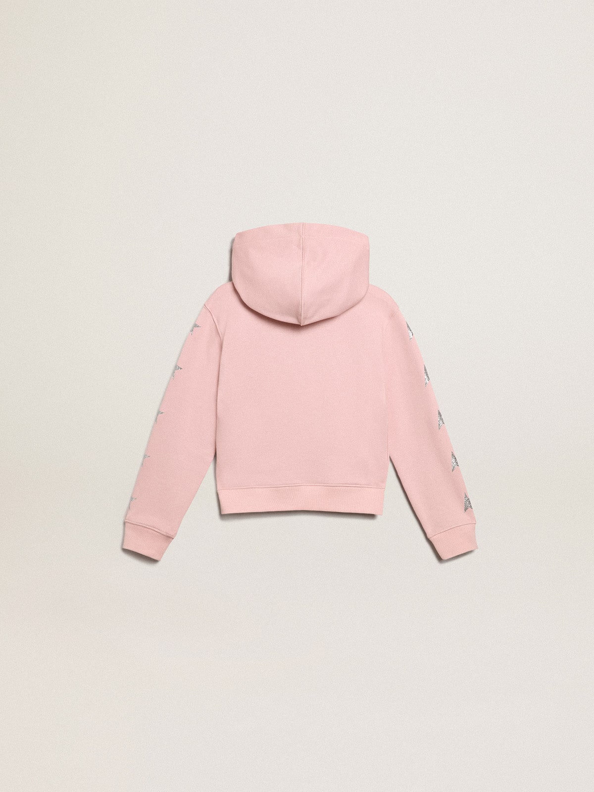 Golden Goose Pink sweatshirt with hood and silver glitter stars