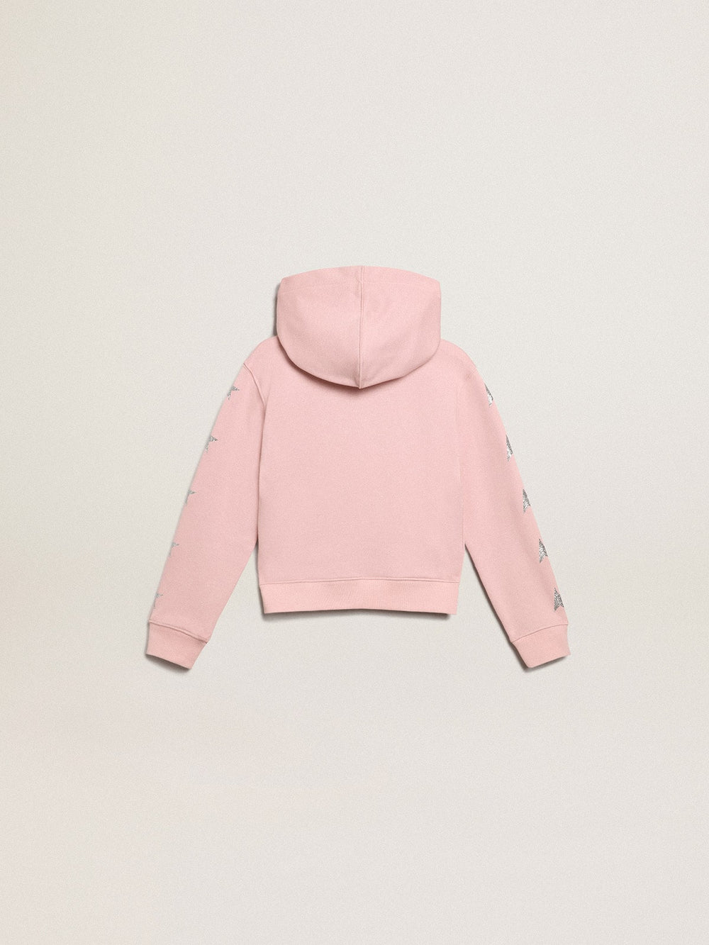 Golden Goose Pink sweatshirt with hood and silver glitter stars