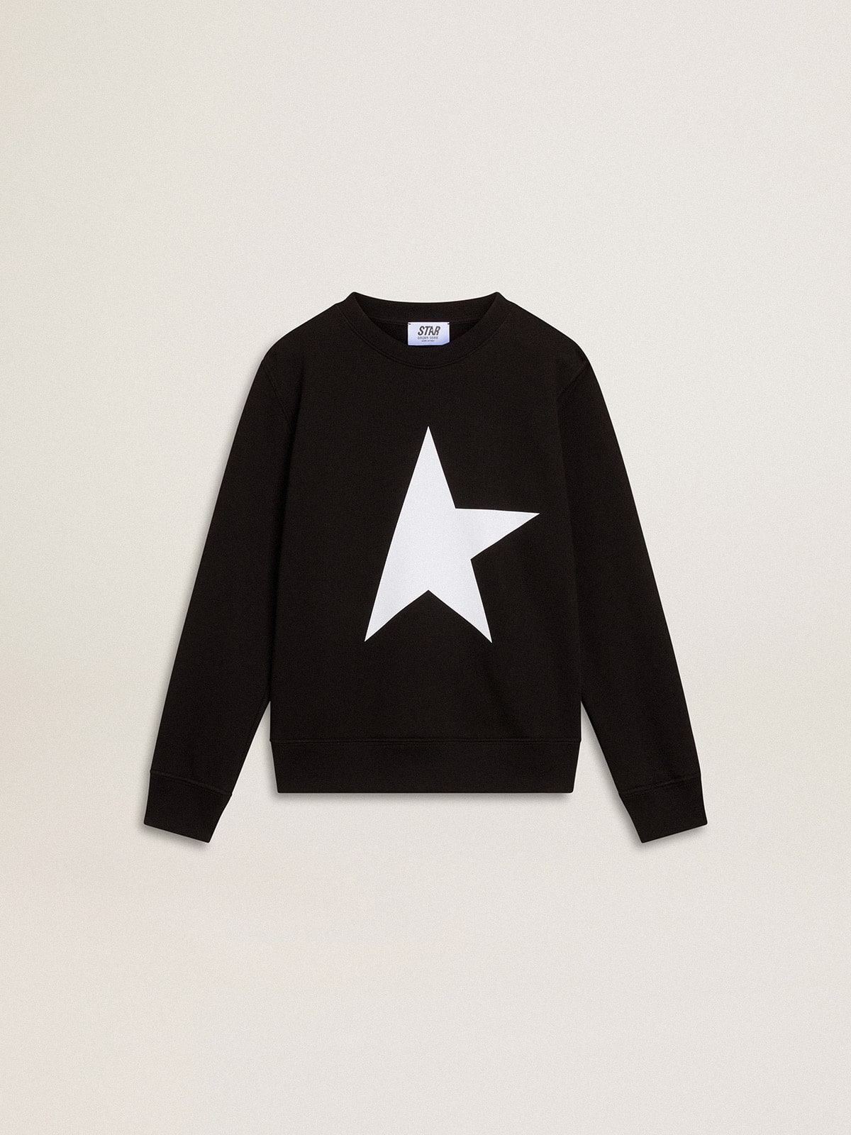 Golden Goose Boys’ black sweatshirt with white maxi star on the front
