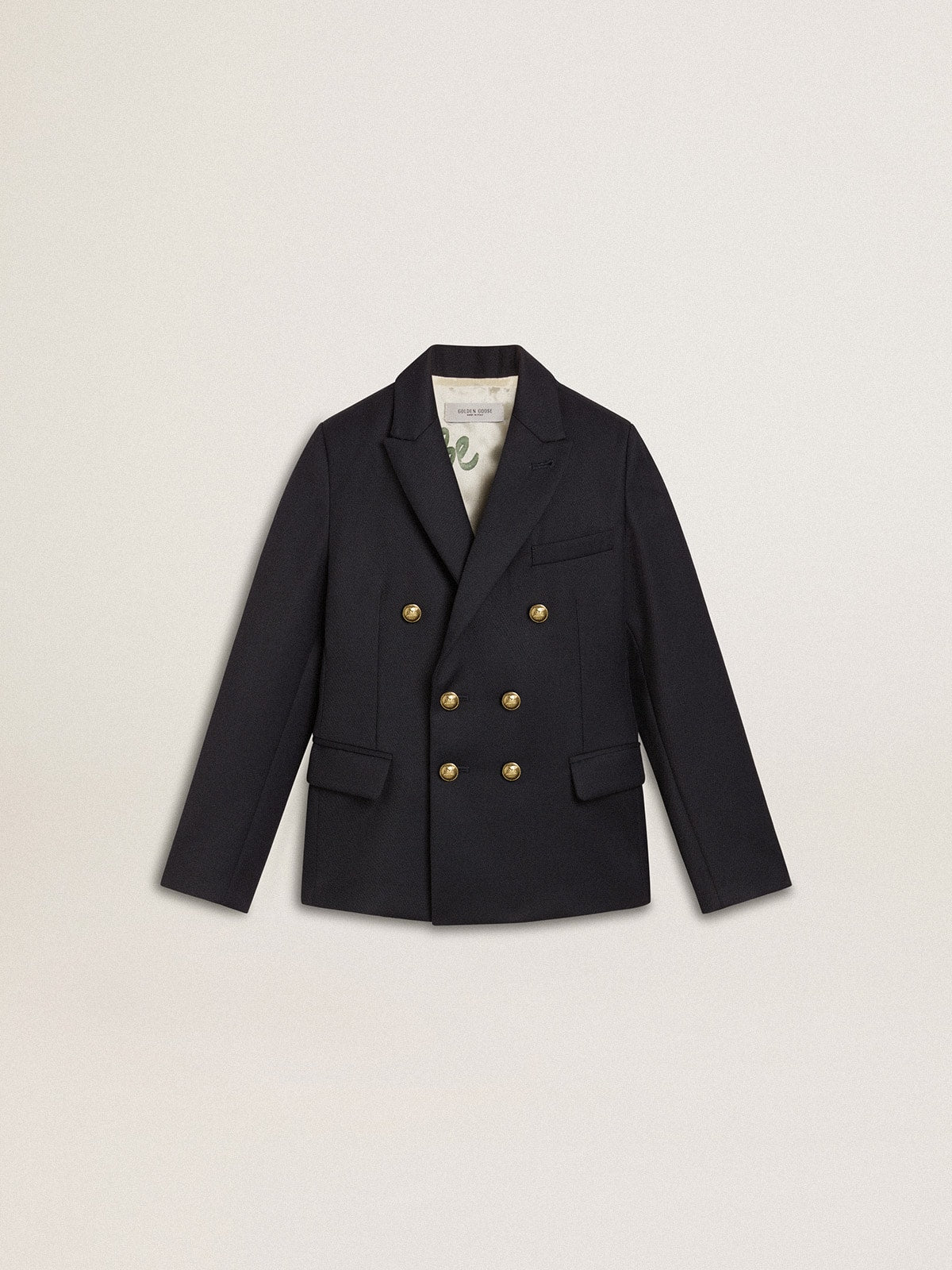 Golden Goose Boys' dark blue double-breasted blazer