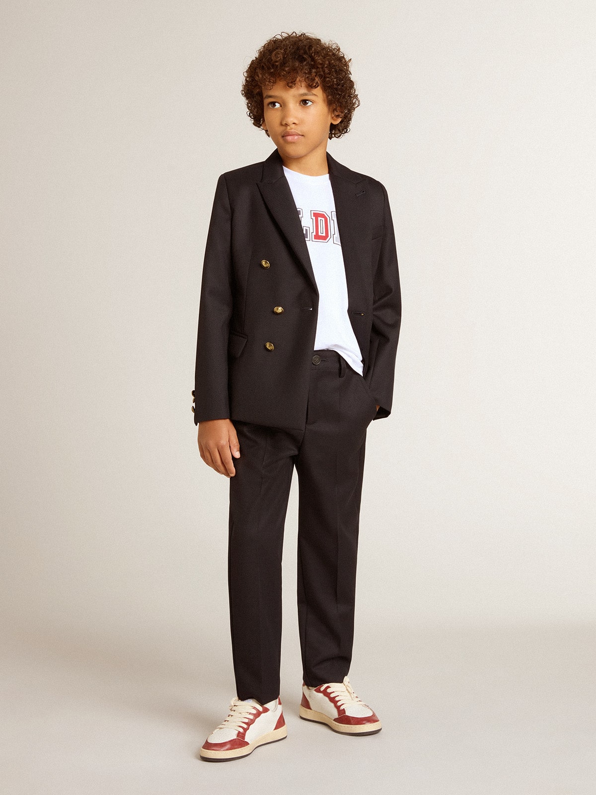 Golden Goose Boys' dark blue double-breasted blazer
