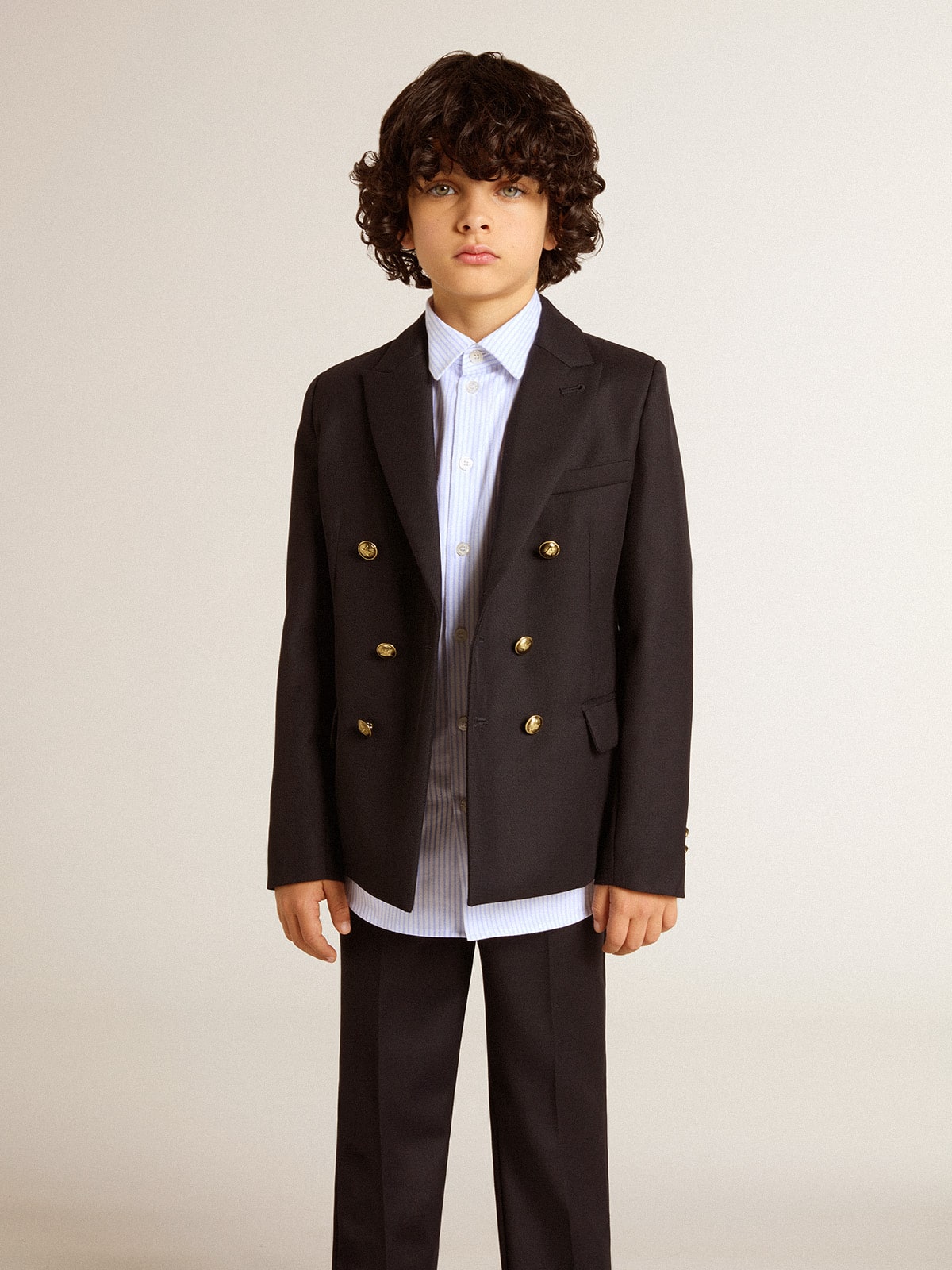 Golden Goose Boys' dark blue double-breasted blazer