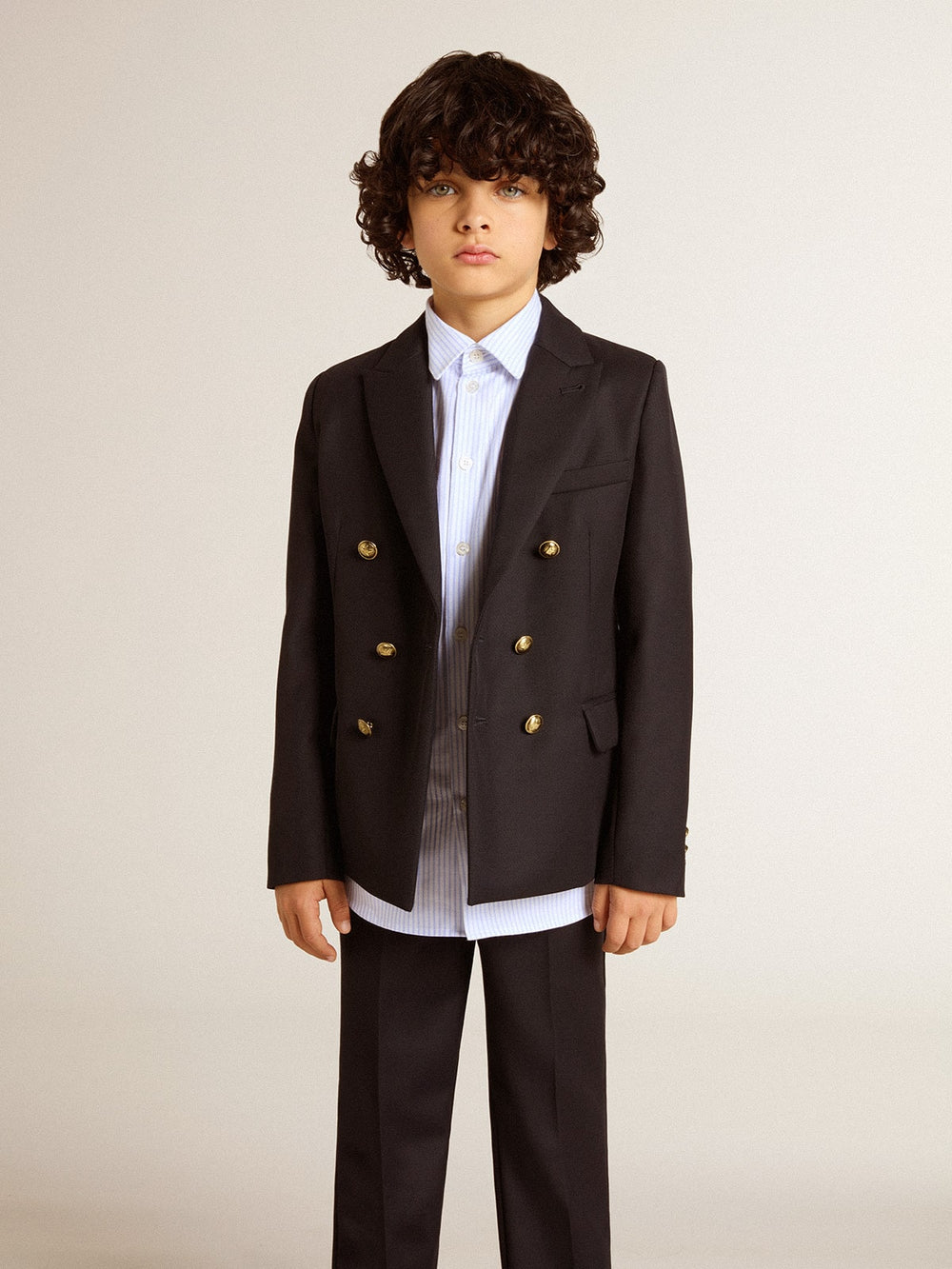 Golden Goose Boys' dark blue double-breasted blazer