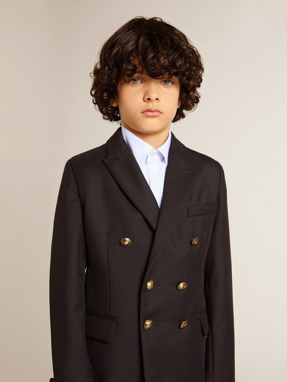 Golden Goose Boys' dark blue double-breasted blazer