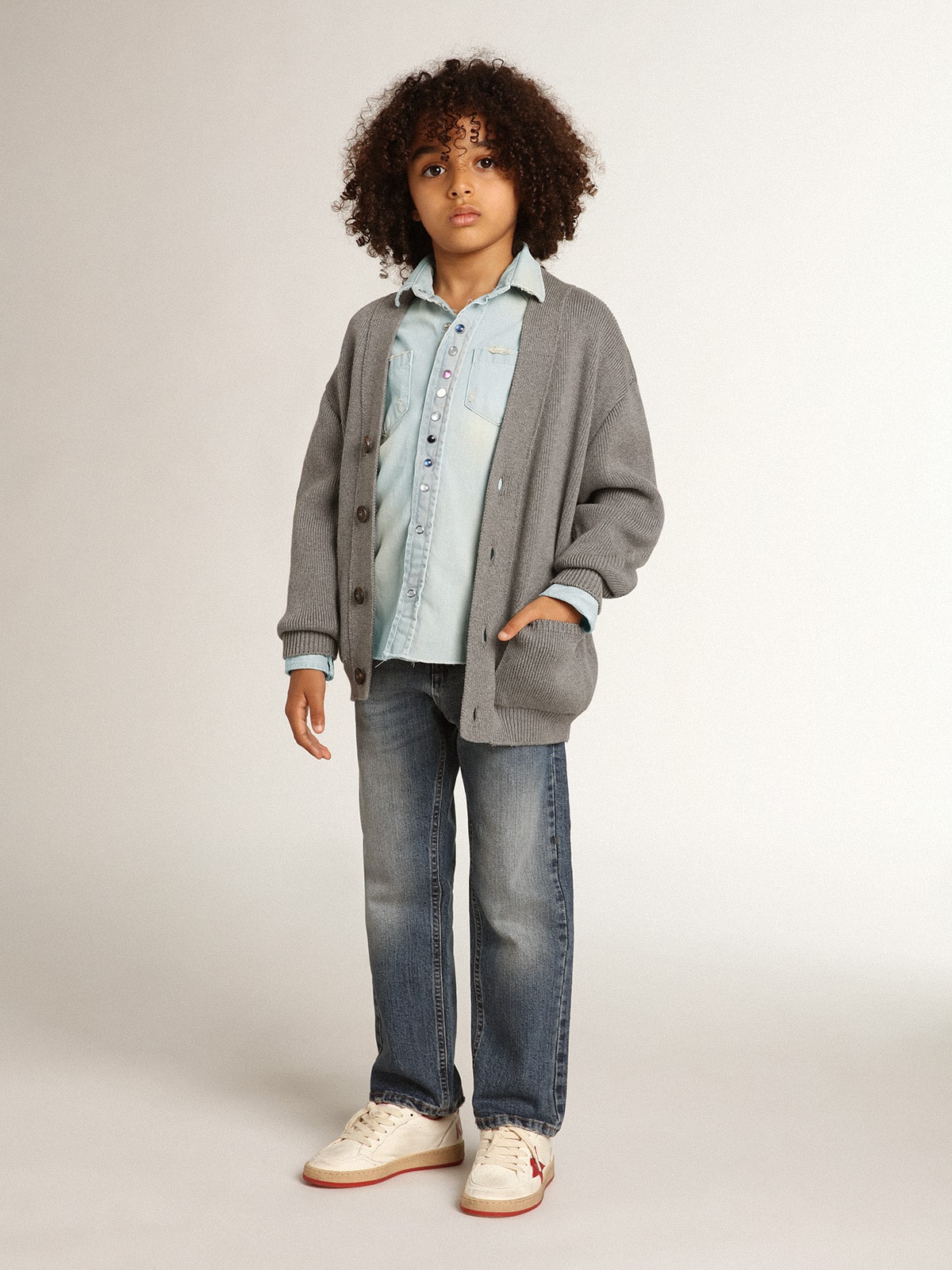 Golden Goose Gray cotton cardigan with logo on the back
