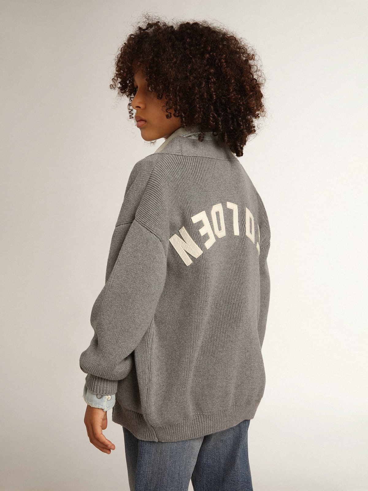 Golden Goose Gray cotton cardigan with logo on the back