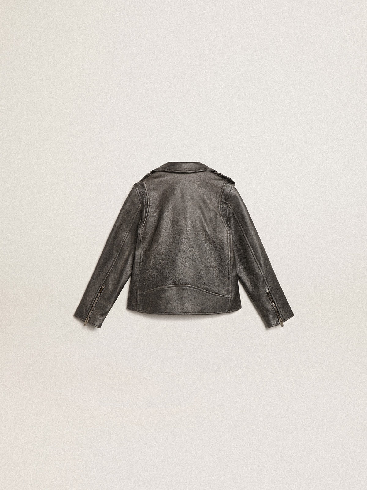 Golden Goose Boys’ biker jacket in distressed leather