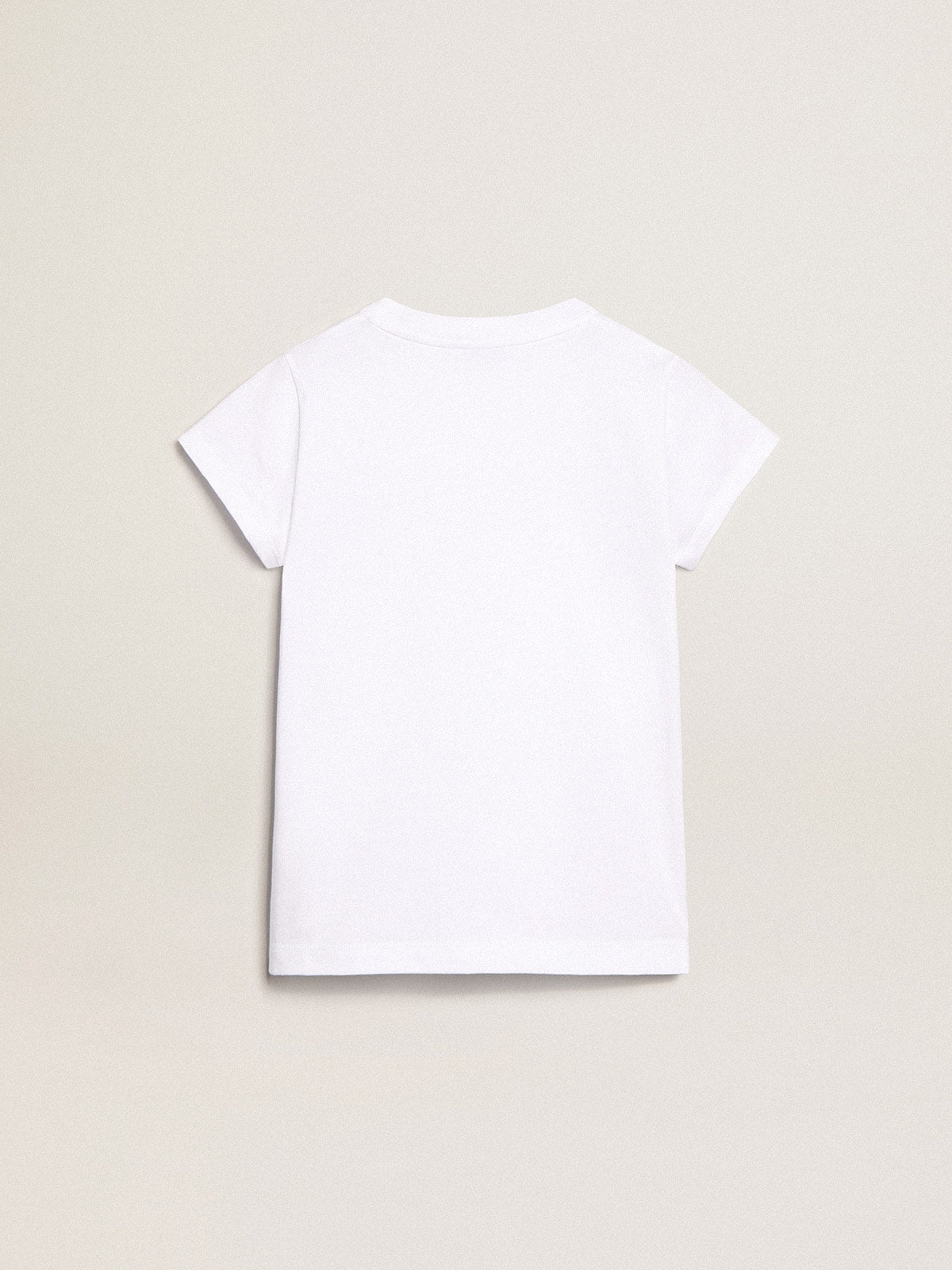 Golden Goose White T-shirt with central Golden lettering in crystals