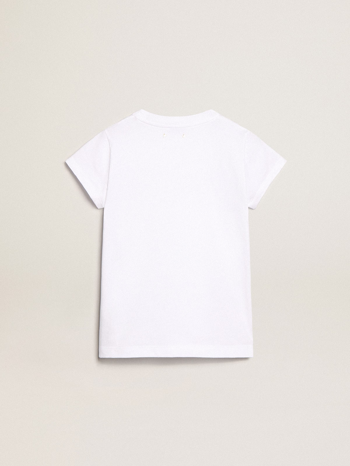 Golden Goose White T-shirt with central Golden lettering in crystals