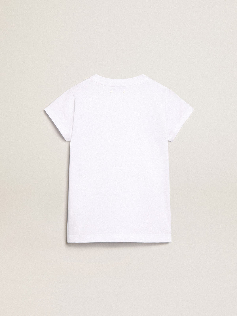 Golden Goose White T-shirt with central Golden lettering in crystals