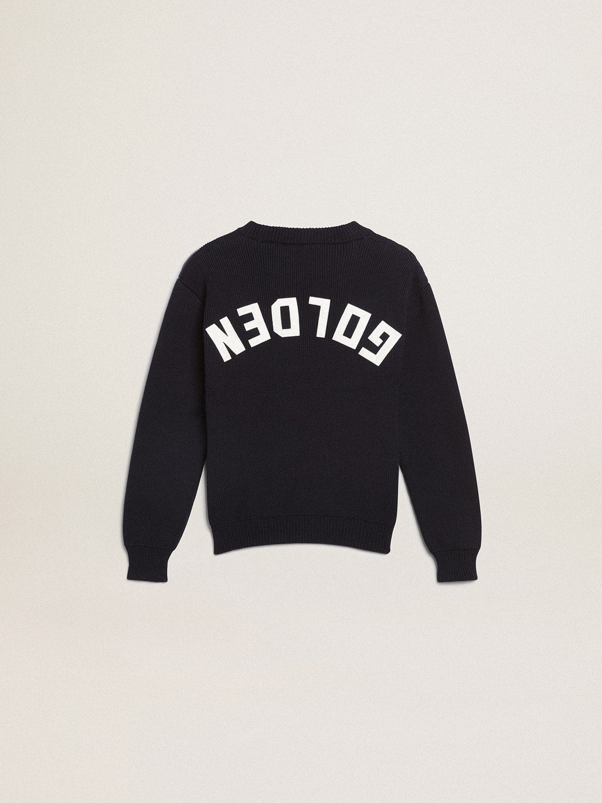 Golden Goose Round-neck sweater in dark blue cotton