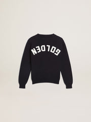 Golden Goose Round-neck sweater in dark blue cotton