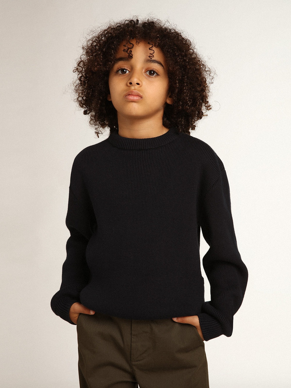 Golden Goose Round-neck sweater in dark blue cotton