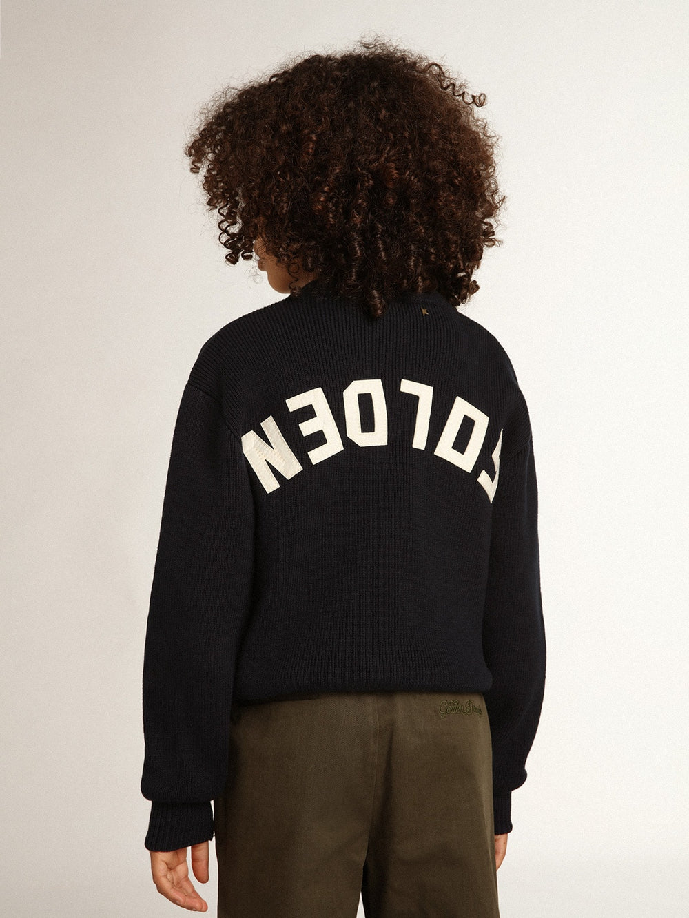 Golden Goose Round-neck sweater in dark blue cotton