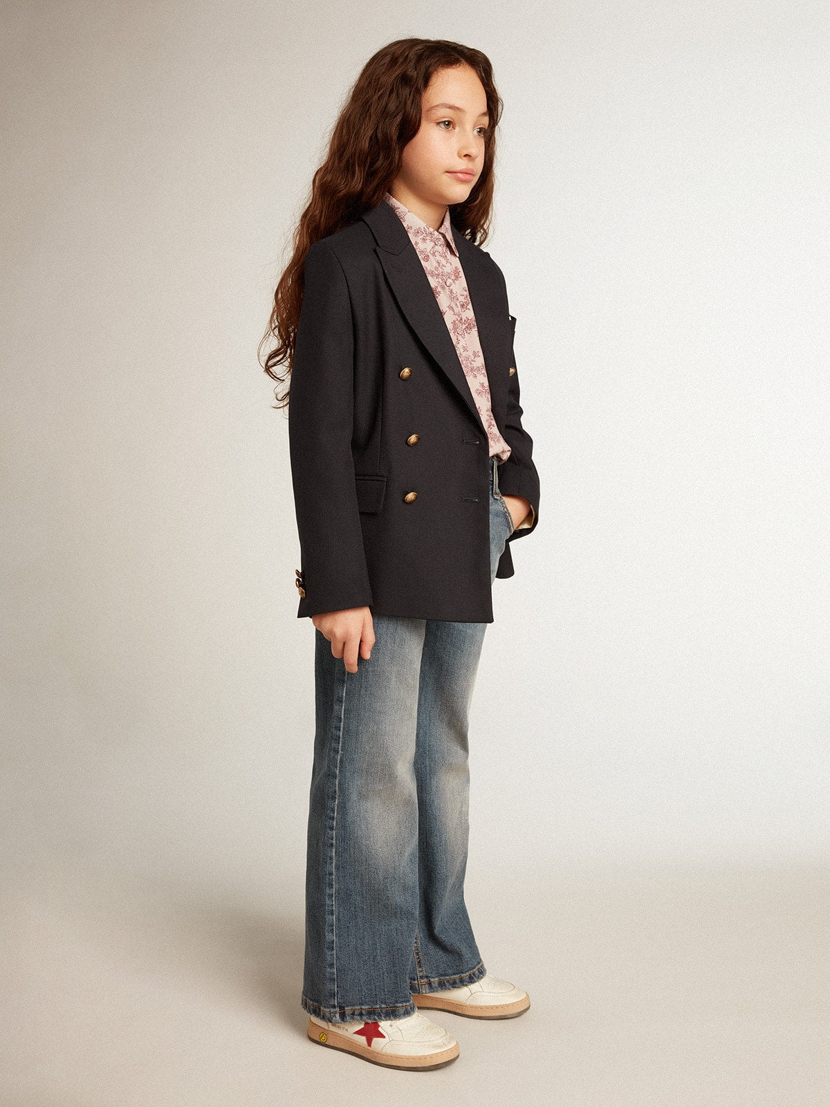 Golden Goose Boys’ dark blue double-breasted buttoned blazer