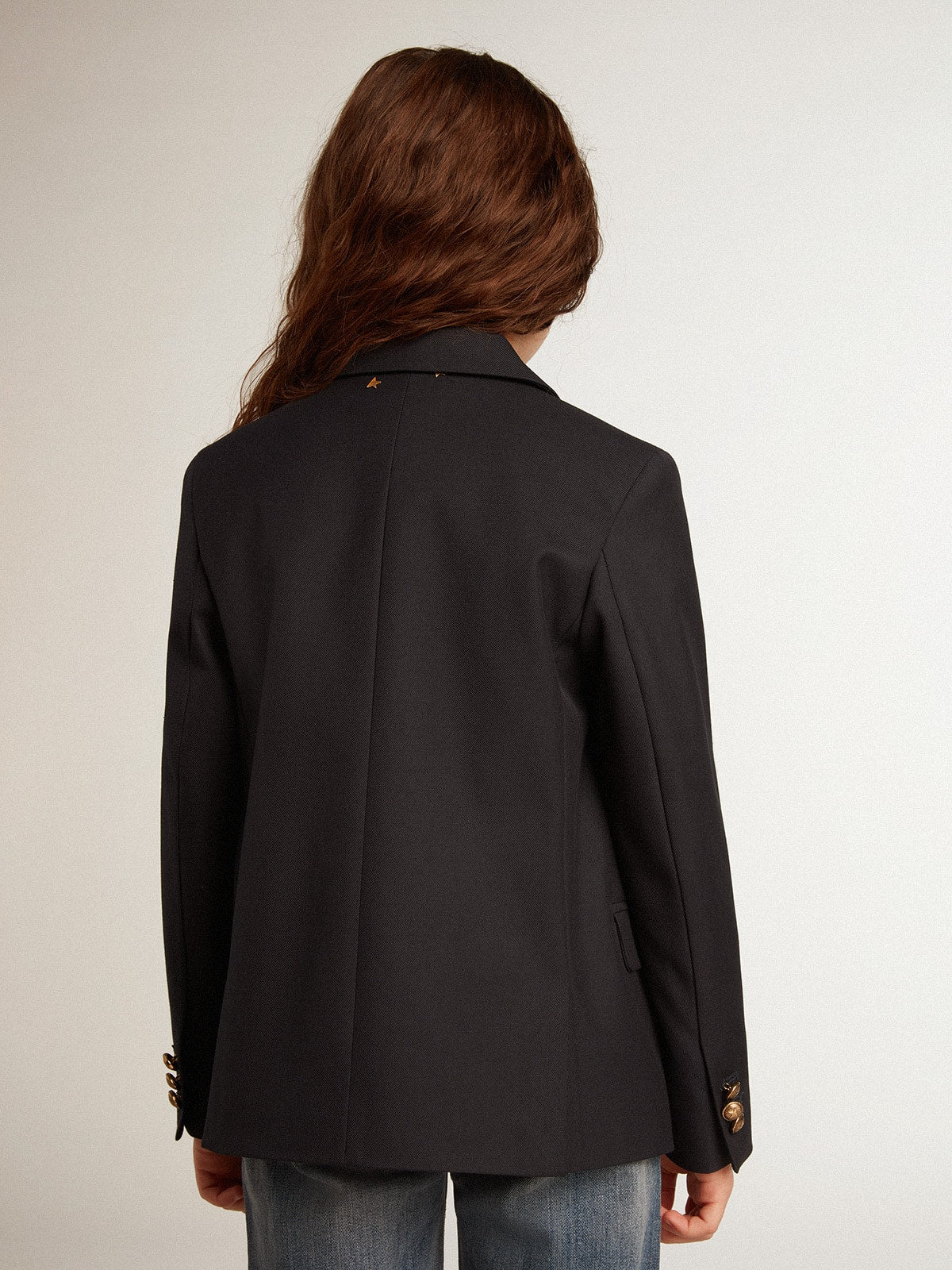 Golden Goose Boys’ dark blue double-breasted buttoned blazer