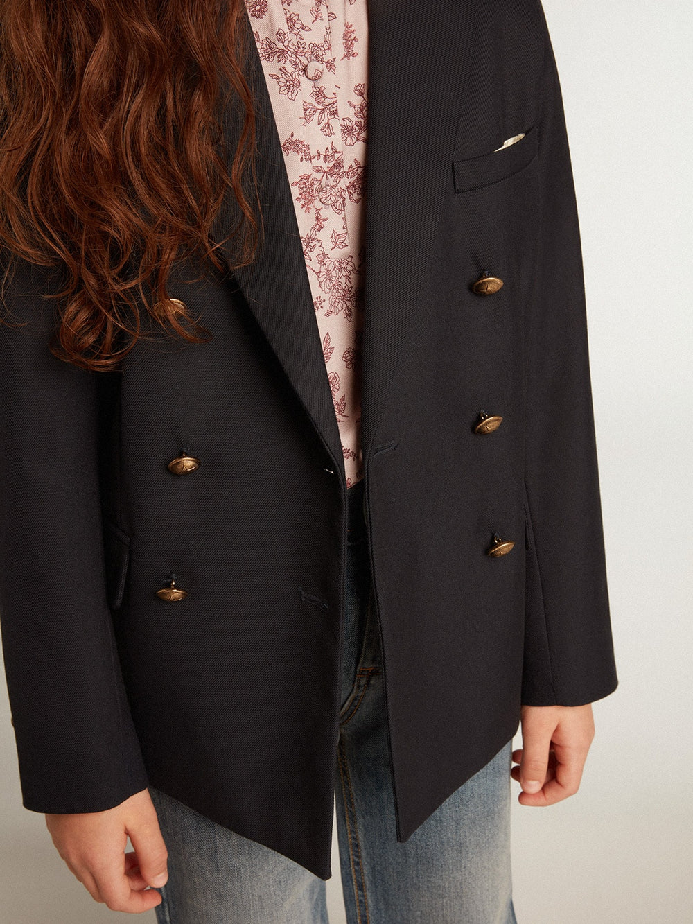 Golden Goose Boys’ dark blue double-breasted buttoned blazer