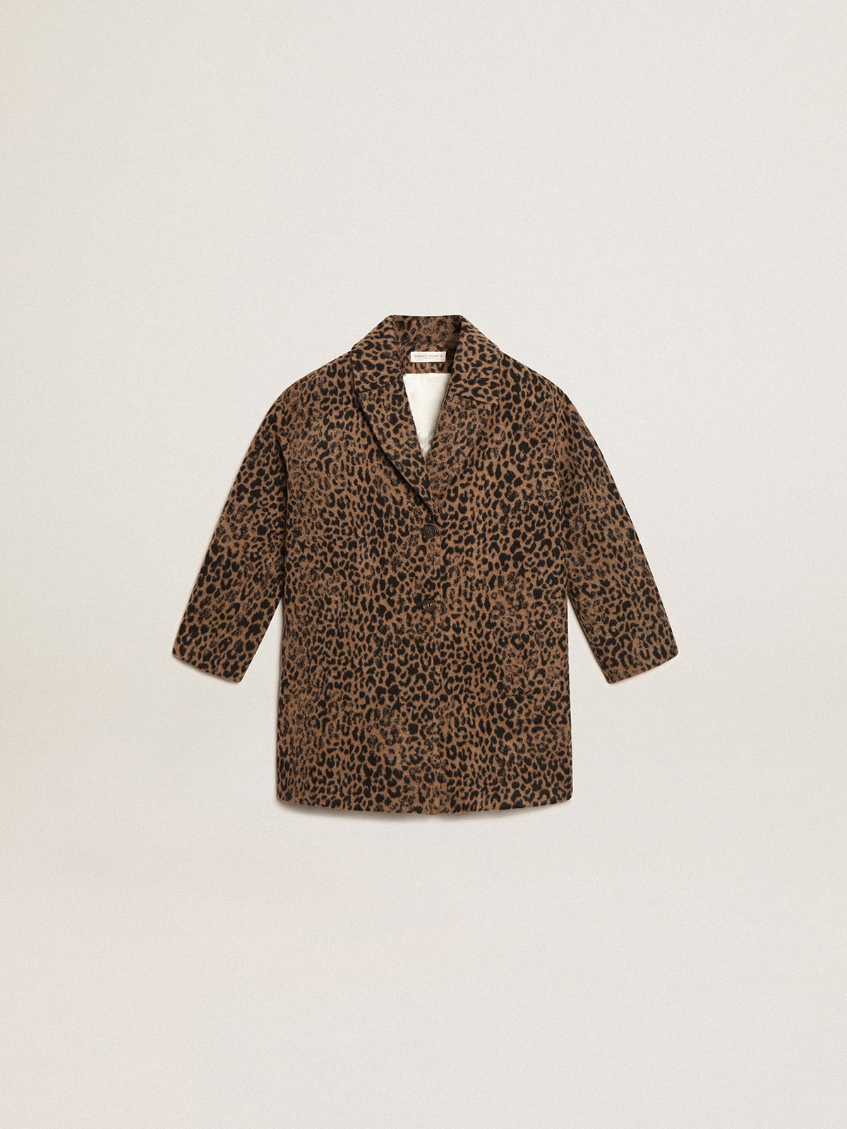 Golden Goose Girls’ single-breasted coat in wool with jacquard animal print