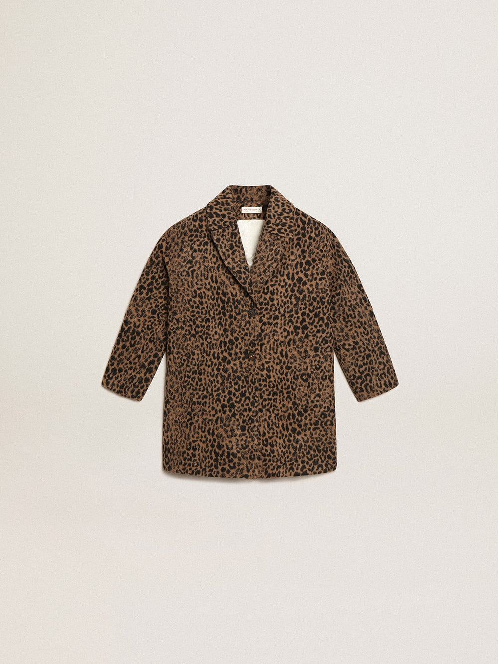 Golden Goose Girls’ single-breasted coat in wool with jacquard animal print